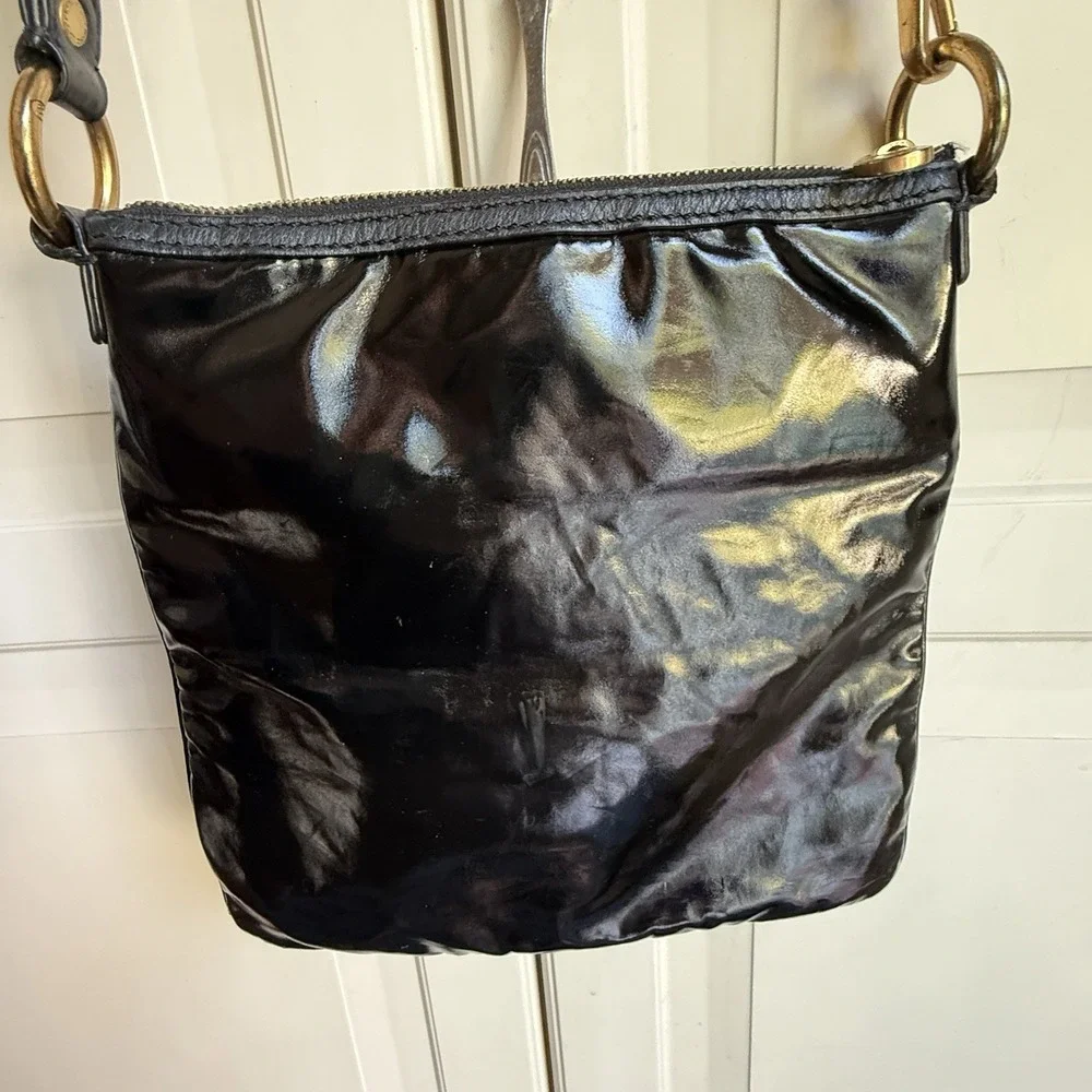 Marc by Marc Jacobs Totally Turnlock Sia Crossbody Bag Black Patent‎ Leather